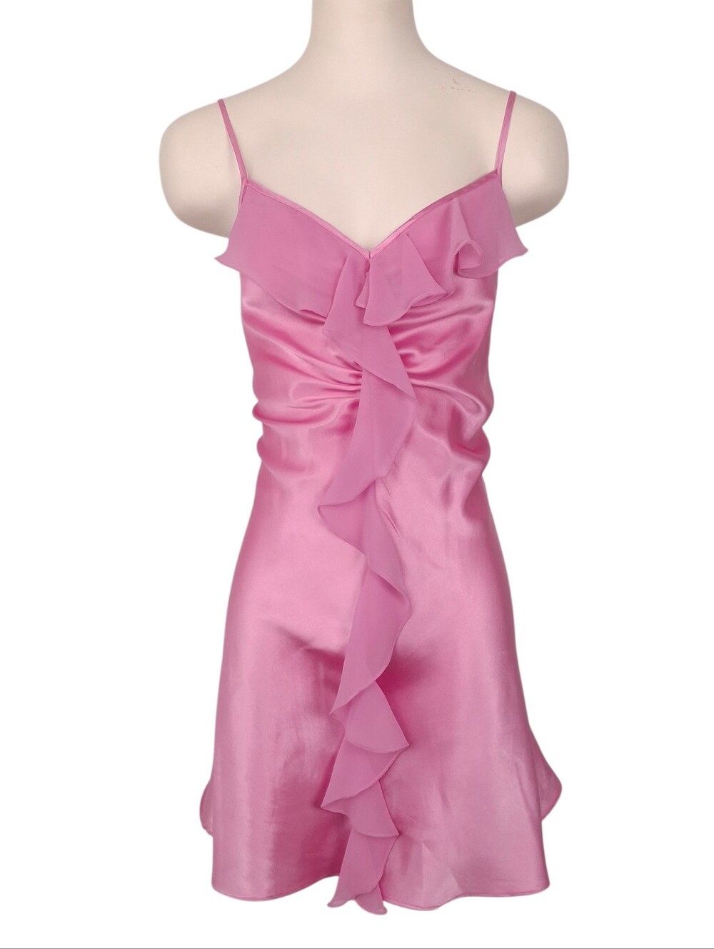 Ivy & Annabelle vintage Y2K satin mini slip dress chemise ruffle coquette flirty